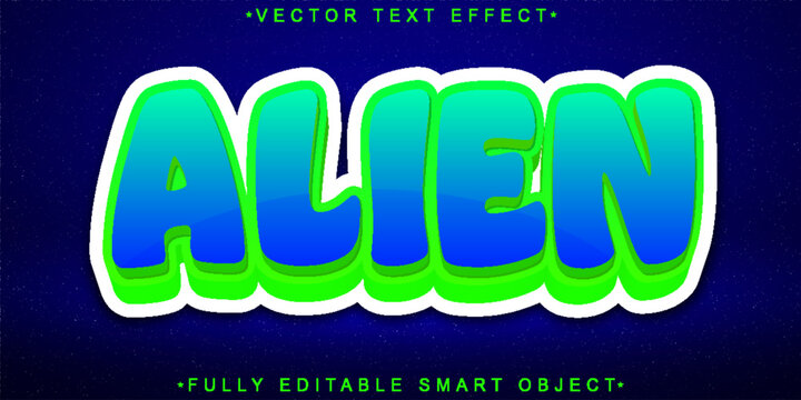 Cartoon Alien Vector Fully Editable Smart Object Text Effect