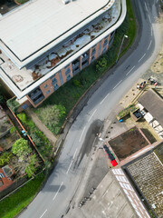 Aerial View of Downtown Buildings at Central Coventry City Centre of England United Kingdom. Drone's Camera Footage Was Captured During Bright Sunny Day From Medium High Altitude on March 30th, 2024