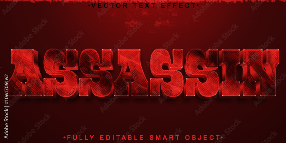 Poster red assassin vector fully editable smart object text effect
