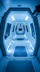 Techno Blue and white futuristic spaceship illustration poster background