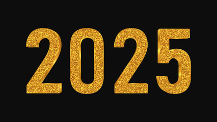 2025 gold glitter numbers. New Year vector illustration
