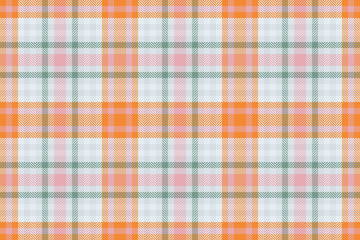 Easter fabric background vector, industrial seamless plaid pattern. Warm textile tartan check texture in white and orange colors.
