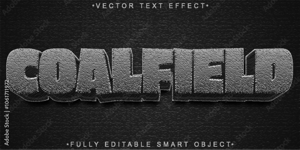 Poster coalfield vector fully editable smart object text effect