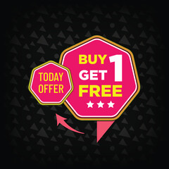 Buy 1 get 1 free promotion banner template with Black background