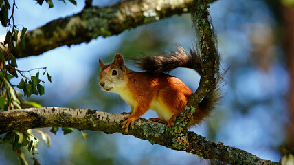 Red squirrels in the Taiga forest in Finland