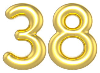 38 Number Gold Render