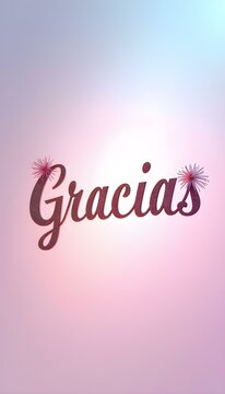 Gracias en Texto Cursiva Rosa Decorado con Flores y Asteriscos, Perfecto para Ni&ntilde;as T&iacute;tulo Infantil