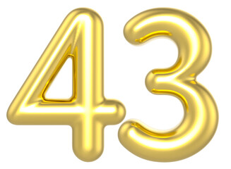 43 Number Gold Render