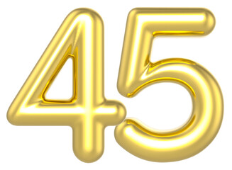 45 Number Gold Render