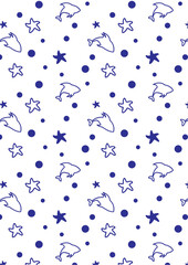 seamless pattern with fishes and sea stars vector