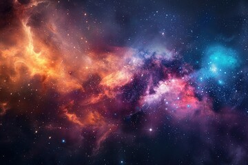 Fototapeta premium Cosmic Nebula with Star Clusters and Dusty Clouds