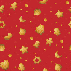 Christmas Seamless Pattern. Christmas and New year Holiday Repeatable Pattern. Decorative Elements Texture for Wallpaper, Gift Wrapping paper, Card or Banner Template or Fabric Textile Prints.