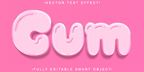 Cartoon Pink Gum Vector Fully Editable Smart Object Text Effect