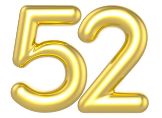 52 Number Gold Render