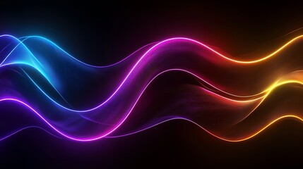 Abstract colorful neon waves background.