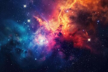 Cosmic Nebula with Stars and Galaxies