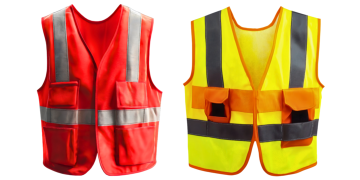 Essential safety vest isolated, protective reflective uniform security industrial, enhanced protection fluorescent worker, professional workwear, visibility warning equipment