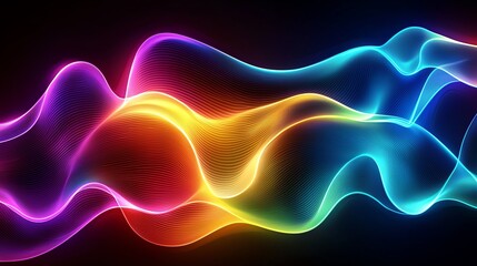Obraz premium Abstract background with colorful neon glowing waves.