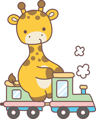 Set Vector Stock Illustrations Isolated of Baby Giraffe.
Cute giraffe animals with various activities.
Funny sticker of Giraffe animal kids.