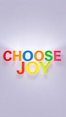Fototapeta premium CHOOSE JOY. colorful typography slogan on transparent background isolated with white highlights, png