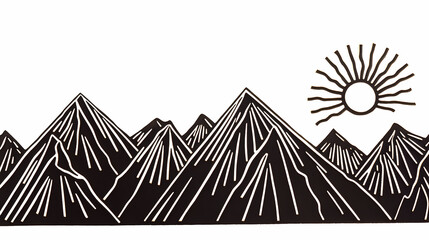 A Kurdish-style sun peeks over the Sawtooth mountains in this letterpress laser cut background