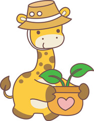 Set Vector Stock Illustrations Isolated of Baby Giraffe.
Cute giraffe animals with various activities.
Funny sticker of Giraffe animal kids.
