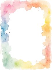 Vibrant watercolor frame with a rainbow of colors