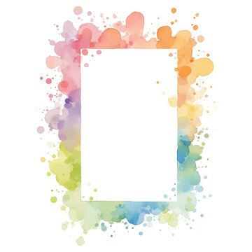 Vibrant watercolor frame with a rainbow of colors