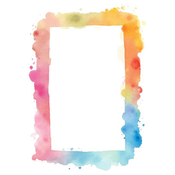 Vibrant watercolor frame with a rainbow of colors