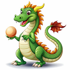 Fototapeta premium dragon playing with balll in white background