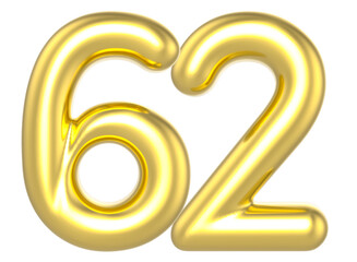 62 Number Gold Render