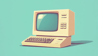 Retro Computer Illustration with Vintage Style