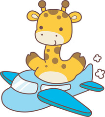 Set Vector Stock Illustrations Isolated of Baby Giraffe.
Cute giraffe animals with various activities.
Funny sticker of Giraffe animal kids.