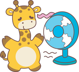 Set Vector Stock Illustrations Isolated of Baby Giraffe.
Cute giraffe animals with various activities.
Funny sticker of Giraffe animal kids.