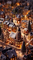 Christmas town outdoors night city.