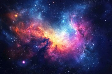 A Cosmic Nebula with Vibrant Colors and Scattered Stars
