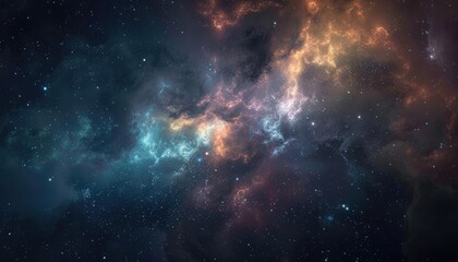 Starry Night Sky with Colorful Nebulae