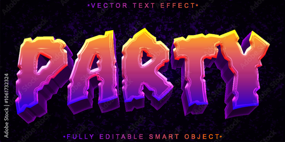 Poster party vector fully editable smart object text effect