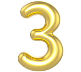 3 Number Gold 3D Render
