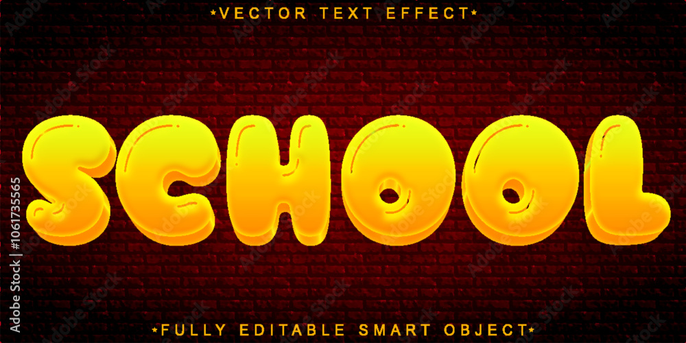 Poster collage school vector fully editable smart object text effect