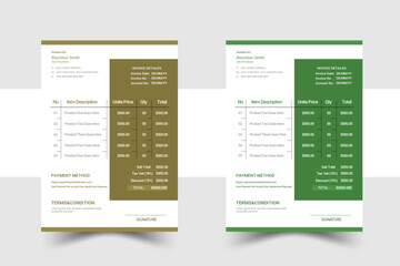 Business invoice form template. Invoicing quotes, money bills or price invoices and payment agreement design templates. Tax form, bill graphic or payment receipt page vector set.two color invoice temp