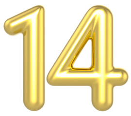 14 Number Gold Render