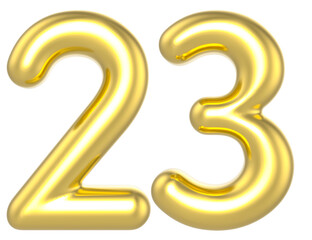 23 Number Gold Render