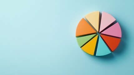 Obraz premium Colorful Pie Chart on Light Blue Background