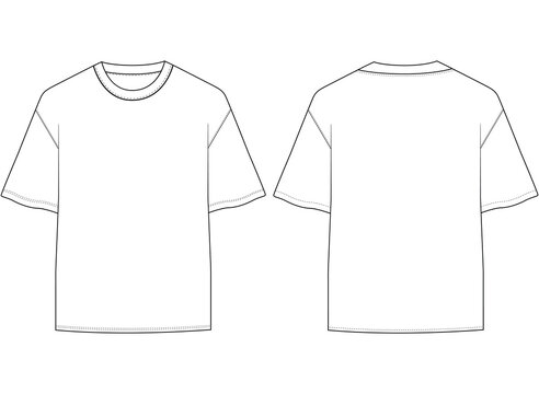 oversized t shirt vector tee Shirt fashion flat drawing illustration template template