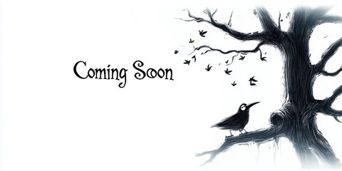 Scritta "Coming soon" (Prossimamente). Cinema. Nuova apertura di una attivit&agrave; commercila.e Attesa per un evento che arriver&agrave; a breve.