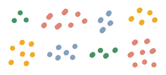 Minimalist Abstract Dot Patterns. A collection of eight abstract dot arrangements in various patterns, ideal for minimalist designs and modern decor themes