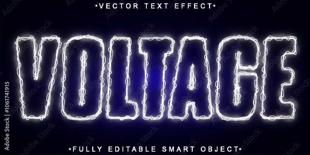 Poster voltage vector fully editable smart object text effect
