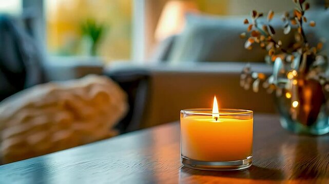 a lit candle  oa lit candle  on  a tablea lit candle  on  a tablea lit candle  on  a tablen  a table