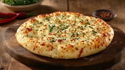 Cheesy Garlic Bread on Wooden Board